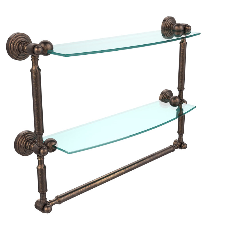 Retro Wave 2 Piece Tiered Shelf with Towel Bar, 18", Venetian Bronze