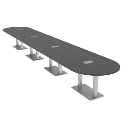 Racetrack Shaped Conference Table with Double Metal Post Base | Electrical Unit