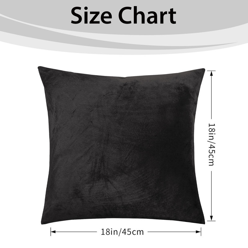 Aspire Homeware Square Plain Velvet Scatter Cushion Cover, Black, Pack of 2