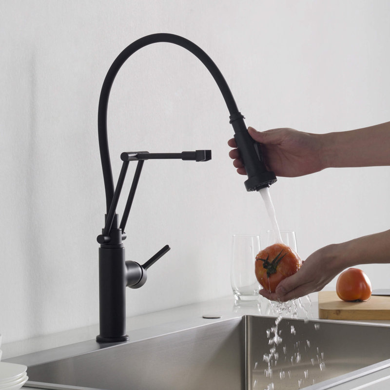 Robinet de cuisine à poignée simple Engel, Noir mat