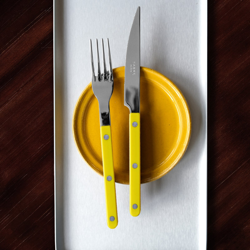 Bistrot Solid 4 - Piece Stainless Steel Flatware Set - Service for 1, Yellow