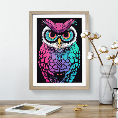 Neon Owl - Single Picture Frame Print