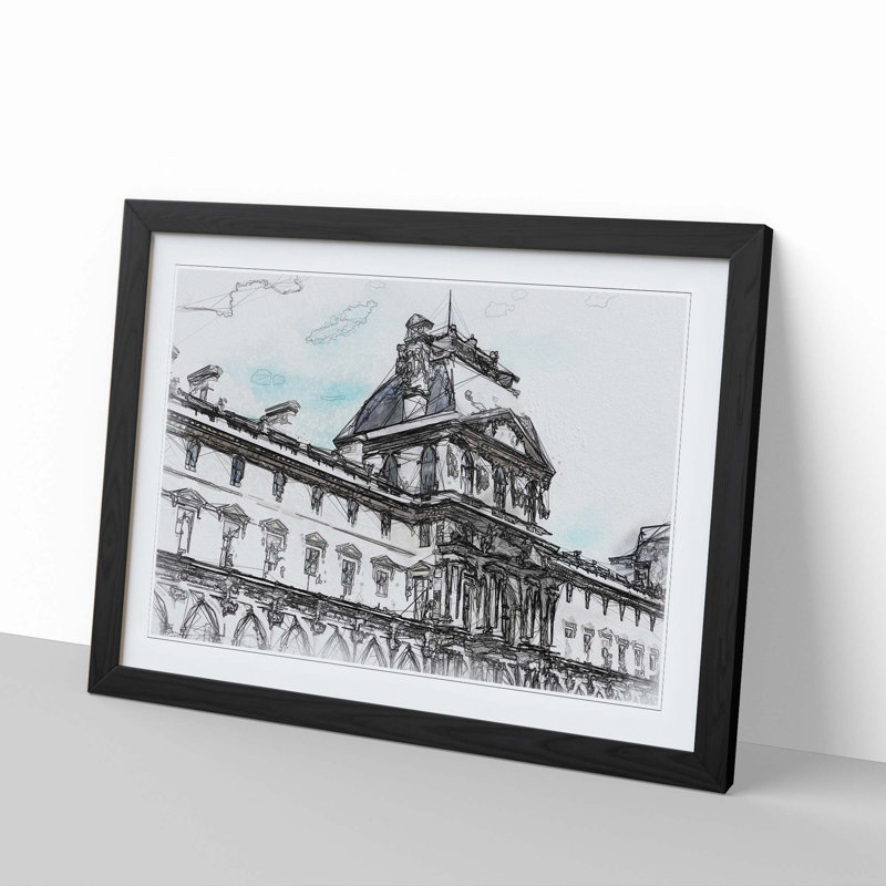 Winter Palace in St. Petersburg Russia in Abstract - Picture Frame Graphic Art Print, 50cm H x 76cm W x 2cm D, Black