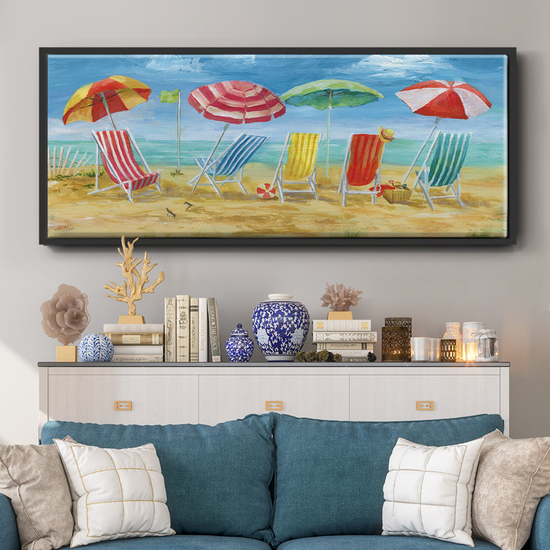 Bright Beach Chairs- Framed Canvas, 24" H x 60" W