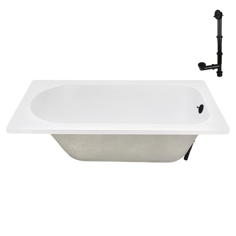 60" x 32" Acrylic Soaking Drop-In Bathtub, Drain Included, Matte Black