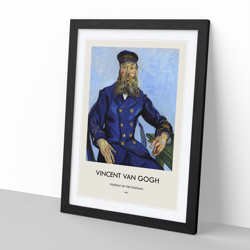 The Postman Joseph Roulin by Vincent Van Gogh - Picture Frame Painting, 48cm H x 36cm W x 2cm D, Black Framed
