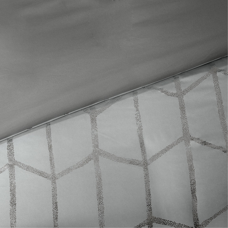 Ensemble de housse de couette simple / simple TG, Édredon simple + 3 pièces supplémentaires, Gris/argent