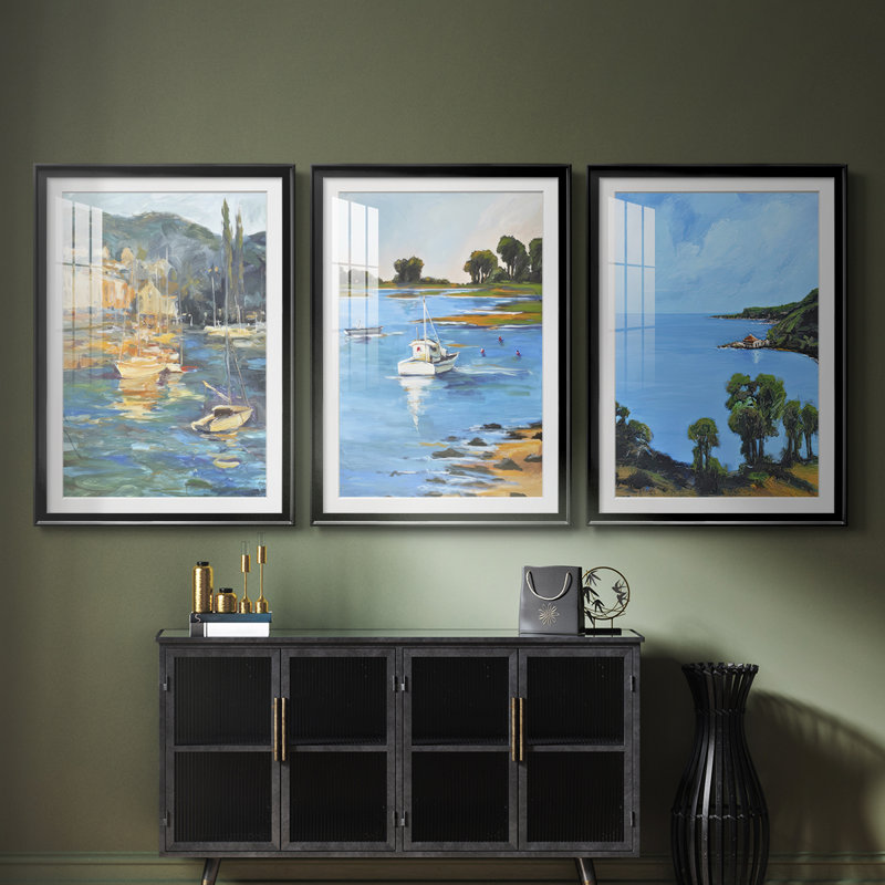 Tiges tropicales II - reproduction encadrée sur mesure de qualité supérieure mate - 3 pièces, H 21 po x l 30 po, Noir