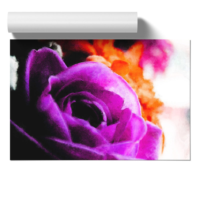 Purple Rose Flower Painting - Frameless Print, 21cm H x 30cm W x 0.1cm D
