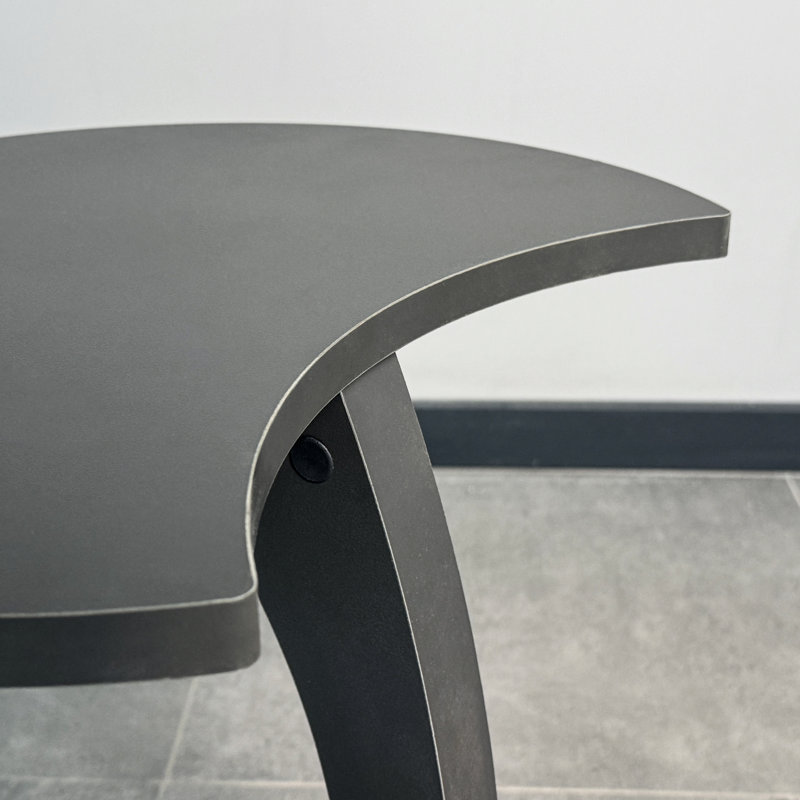 Kalavasos C-Shaped Round Side Table with Rolling Wheels, Black