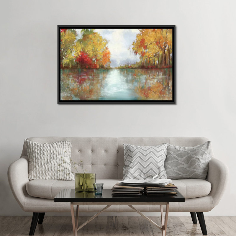 «Forest Reflection», reproduction sur toile, H 18 po x l 26 po x P 1,5 po, Toile avec cadre noir, Pas de tapis