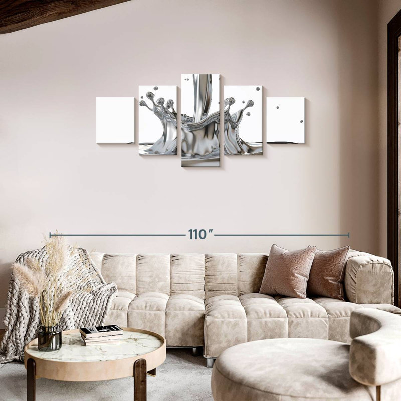 Avery Liquid Silver Splash, 34" H x 74" W