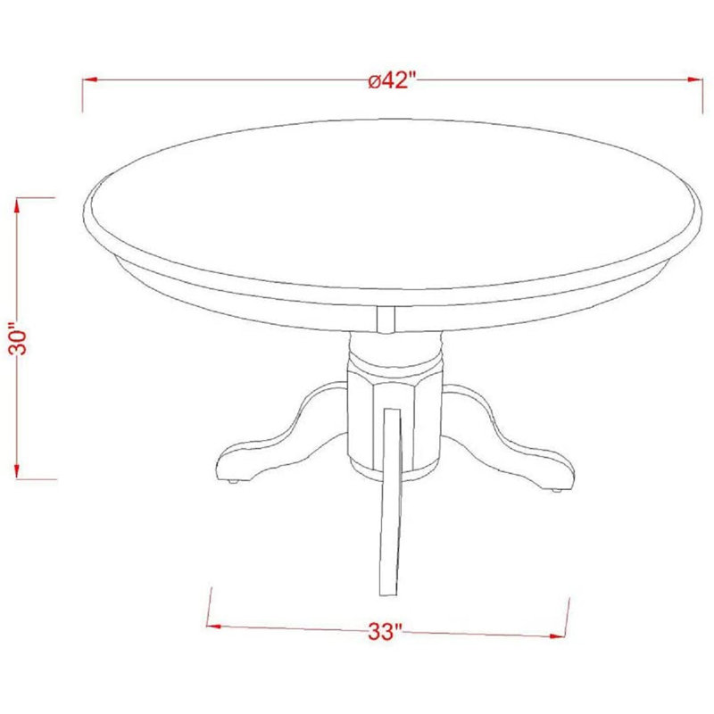 Ensemble de salle à manger 5 pièces comprenant une table de cuisine ronde avec piédestal et 4 chaises de salle à manger, lin blanc