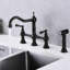 Bridge Dual Handles Kitchen Faucet In Matte Black With Pull-Out Side Spray, 360 Degree Rotatable High Spreading, Rust, Corrosion , Leak Proof, Brass Created Discharge Pipe, Made