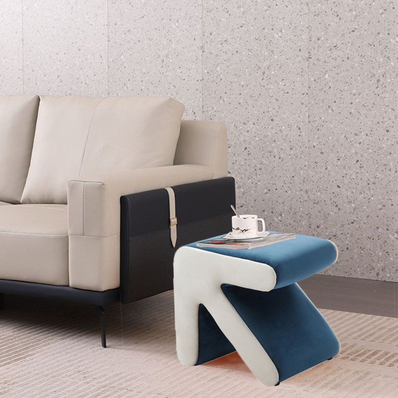 Velvet Ottoman, Blue Velvet