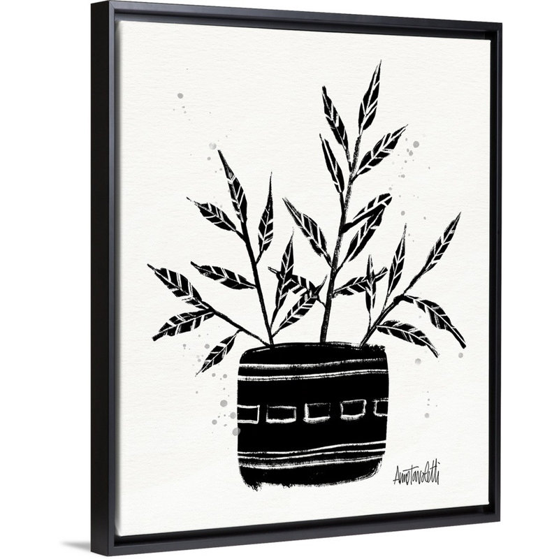 Art mural sur toile Botanical Sketches, Toile avec cadre noir, H 22 po x l 18 po
