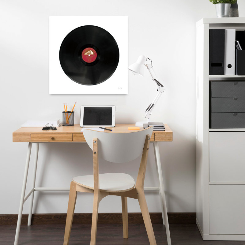 Disque rétro avec art musical noir, H 18 po x l 18 po