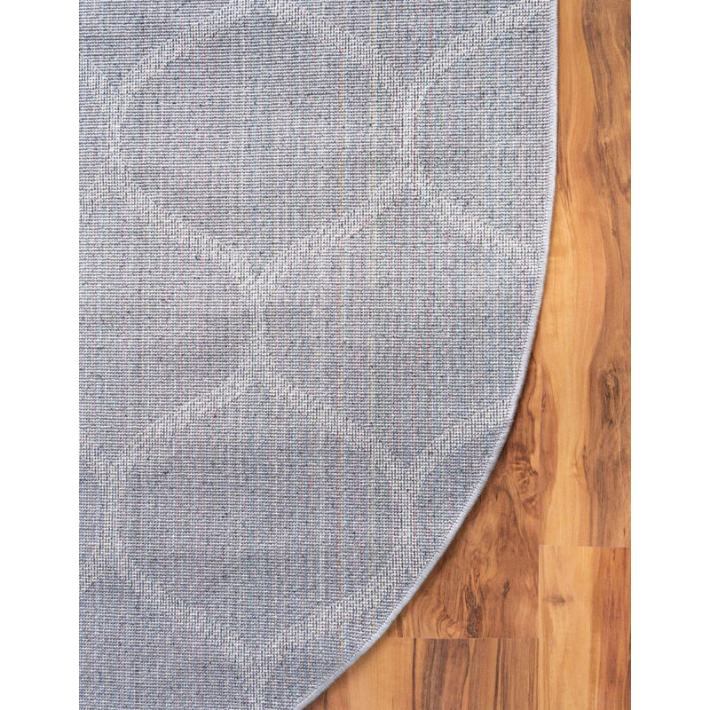 Tapis contemporain Tellaro couleur cendré, Rond 4 pi