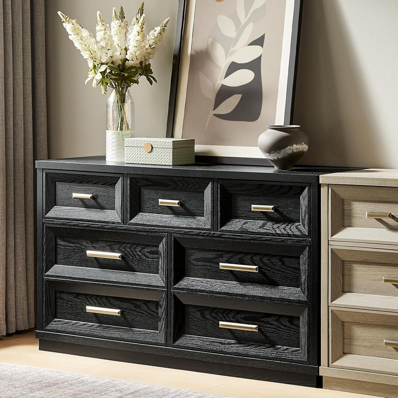 Commode 7 tiroirs Rylo, Noir