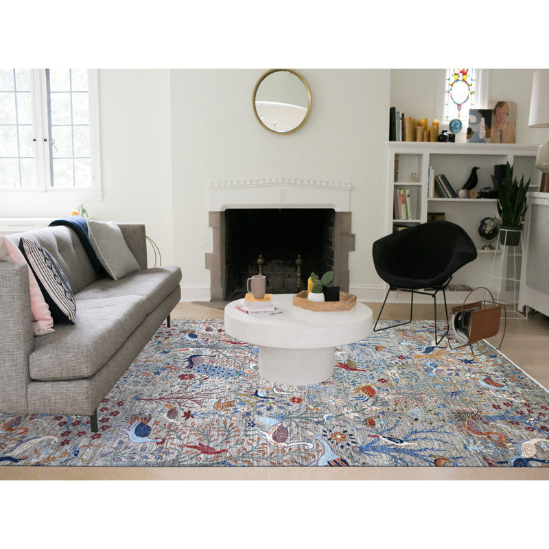 Tapis oriental gris en laine noué à la main 8 pi 8 po x 11 pi 8 po Peshawar 583ED2A91C44434E8D3C0C251948D5F2