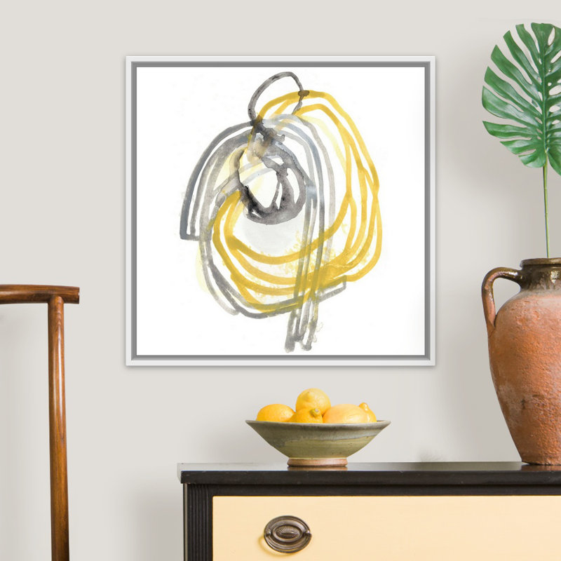 String Orbit II - Print on Canvas, White Floater Framed, 26" H x 26" W x 1.75" D