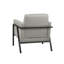Fauteuil d'appoint gris, structure en bois massif et métal lié, coussin de siège amovible, mousse haute pour une assise et une détente de première classe, siège carré, assemblage facile de couleur grise, avec pieds, support, simple