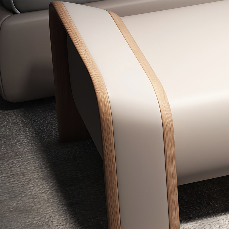 Banc rembourré en cuir Rupinder, Crème