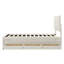 Lit plateforme tapissier simple avec lit gigogne et 3 tiroirs, tissu en lin-1103543443-1103543441