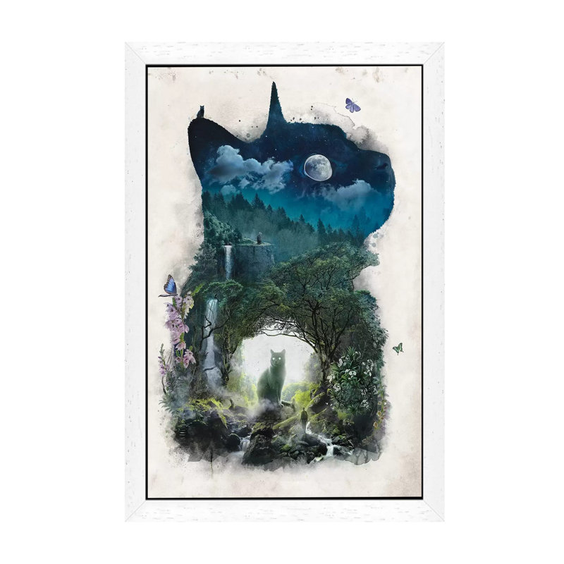 The Realm Of Cats by Barrett Biggers - Print on Canvas, 101.6 cm H x 66.04 cm W x 1.91 cm D, White Framed