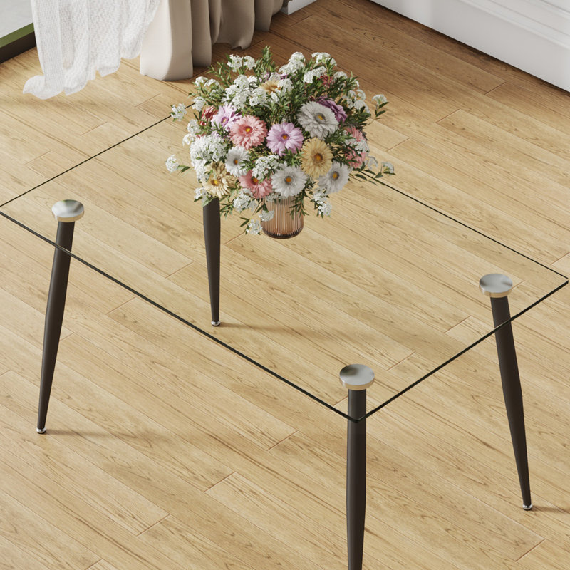 Table de salle à manger Jayceon, H 30 po x L 51,2 po x l 31,5 po, Noir, noir, noir, noir