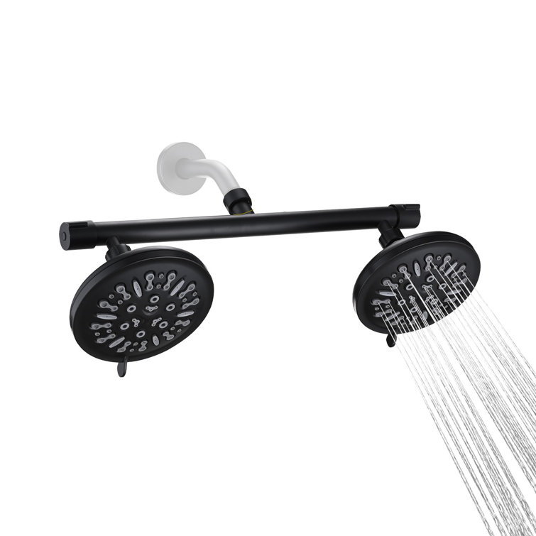 Double Shower Head with Built-in Valve, High Pressure 8 Setting Dual Shower Head Design