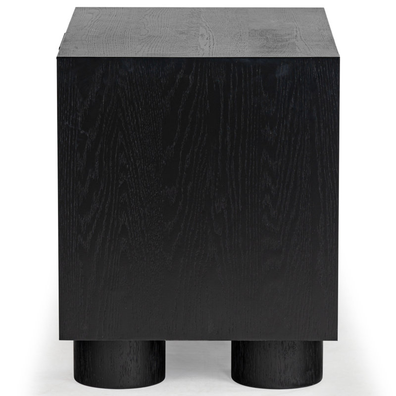 Vanora Wood 2 Drawer Nightstand, Black