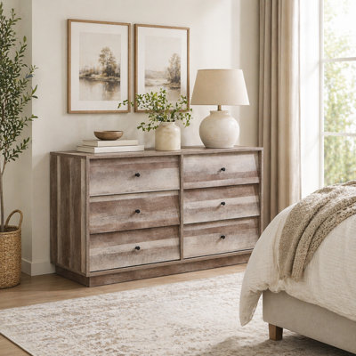 Classic Oak Chest Of 6 Drawers 46.85" Long