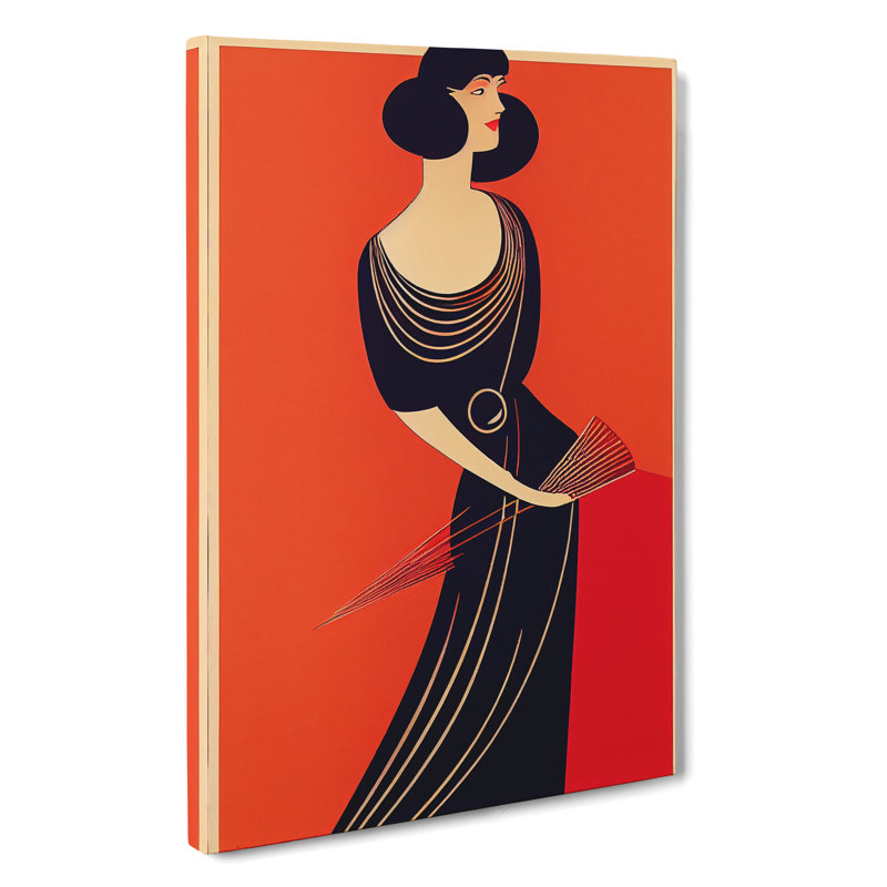 Art Deco Woman No.4 - Wrapped Canvas Print, 76cm H x 50cm W x 3cm D