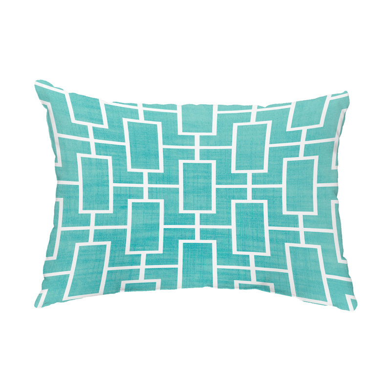 Geometric Indoor/Outdoor Reversible Throw Pillow, Blue