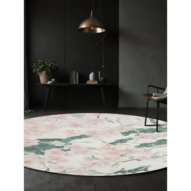 Machine Washable Gray Area Rug, Round 7'