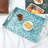 Serving Tray 15.7" X11.8", Lacquer Mother Of Pearl Inlay Mosaic Tray, Rectangle Wooden Marble Tray With Handles Trays For Tea, Breakfast In Bed, Table (Flower Style)