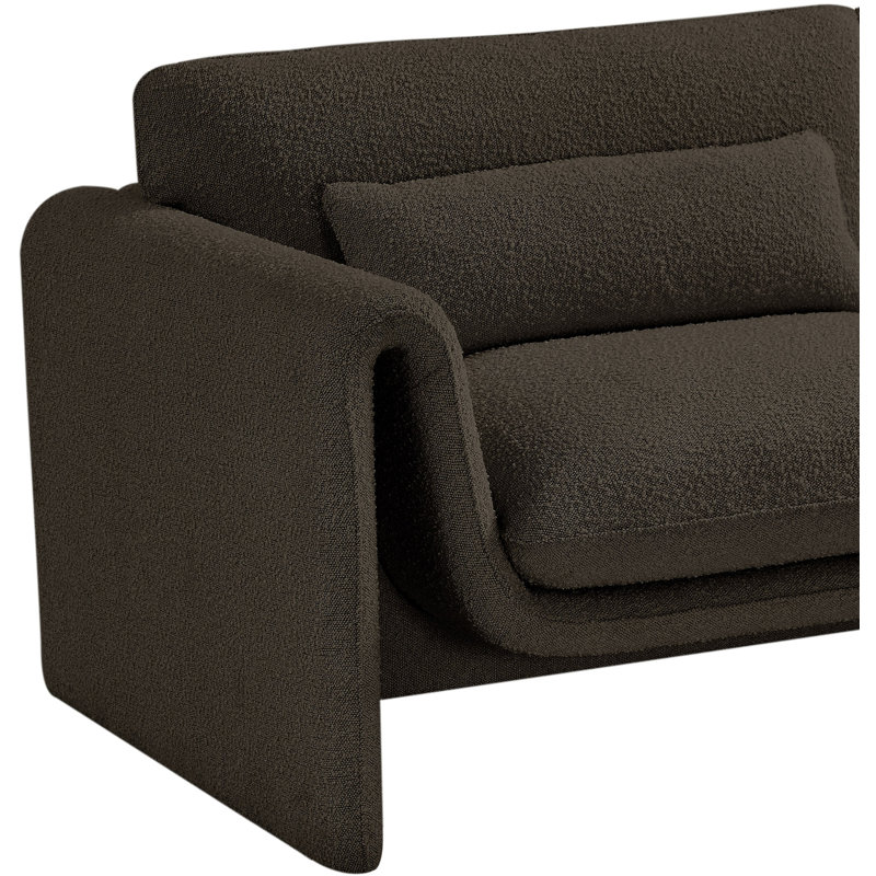 Chaise l 42 po, Tissu brun bouclé