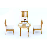 3 Seats 4 Pcs Grade-A Teak Wood Dining Set: 36" Round Table And 3 Caranas Arm Chairs #11Ca0703