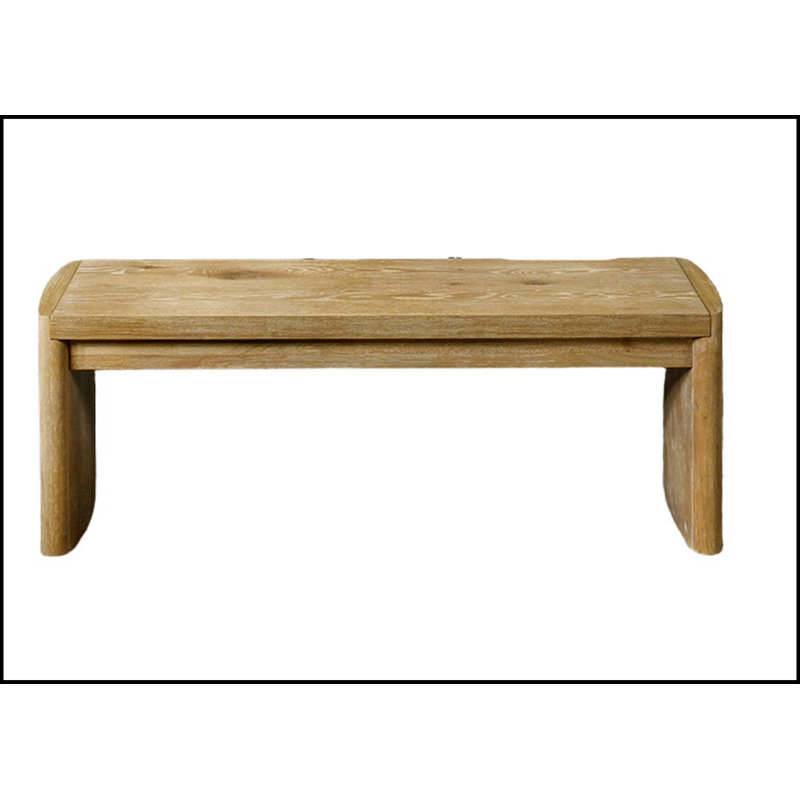 Banc rembourré de style contemporain moderne avec coins arrondis et finition chêne pour un repas confortable
