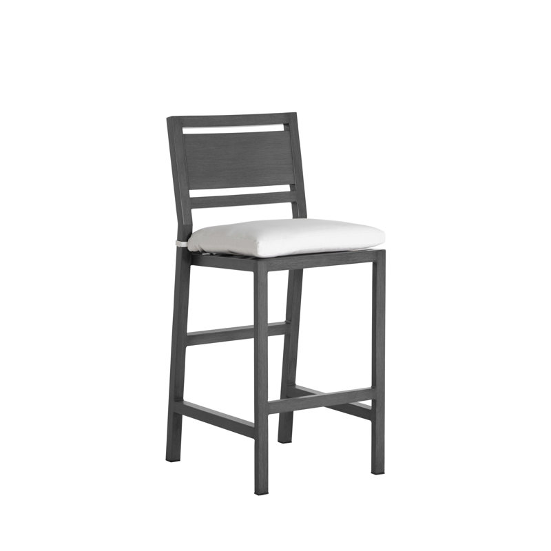 Tabouret de bar extérieur Avondale en aluminium forgé, Sans bourrure + bourre standard, Lin colombe, Gris ardoise