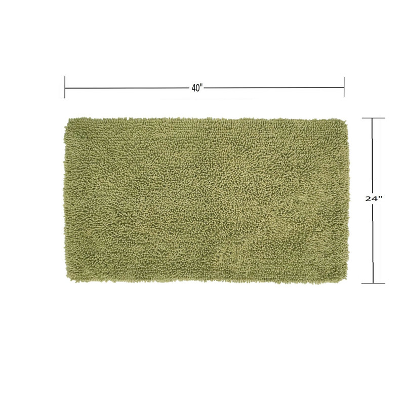 Hayworth Plush Cotton Bath Mat, Sage, 24" W x 40" L