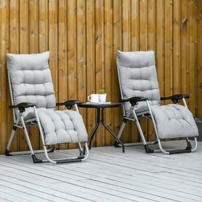 Zlatkus Reclining Zero Gravity Chair Folding Metal Frame 2pcs Light Grey