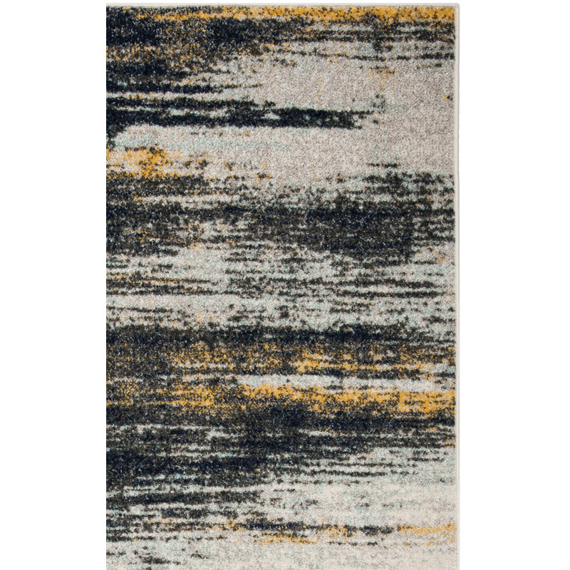 Riebe Light Gray/Black Area Rug, Rectangle 8' x 10'