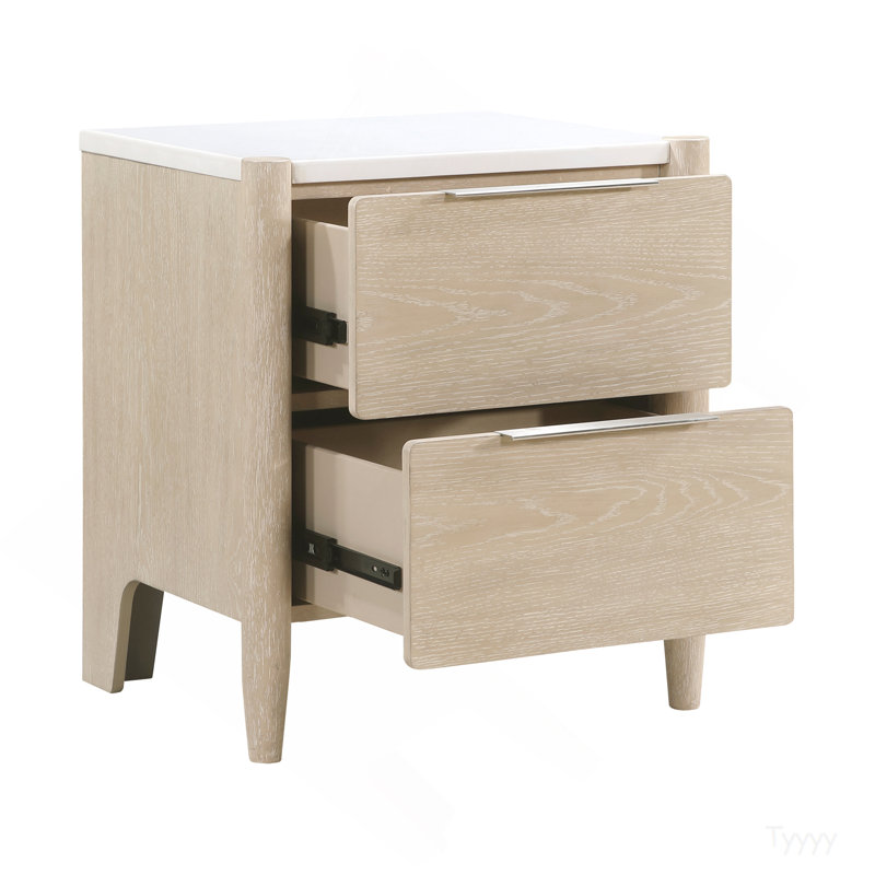 Table de chevet moderne avec ports de charge et plateau en marbre