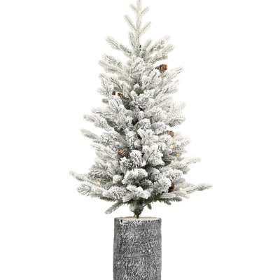 Arbre de Noël avec flocons de Noël 365 avec 70 lumières blanc chaud, base en pot et pin