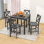 Ensemble de table de cuisine carrée 5 pièces, table de salle à manger carrée en bois et 4 chaises rembourrées pour petits espaces-1522831918