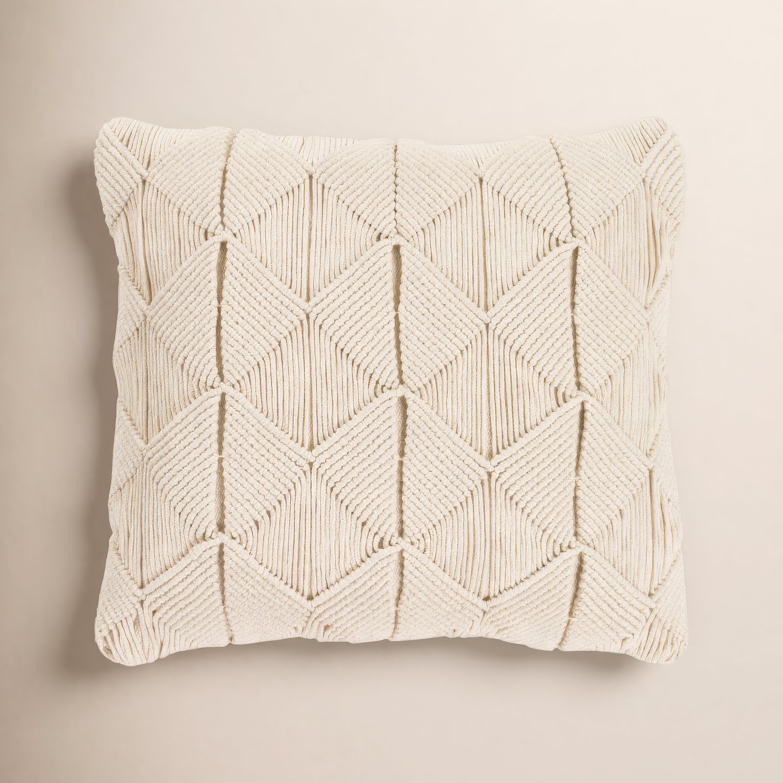 Migramah Cotton Throw Pillow, Poly Fill, 18" x 18", Cream