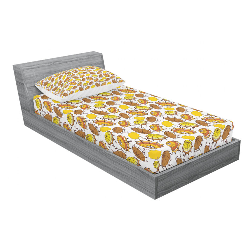 Umbrella Microfiber Sheet Set, Twin Sheet Set with Fitted Sheet
