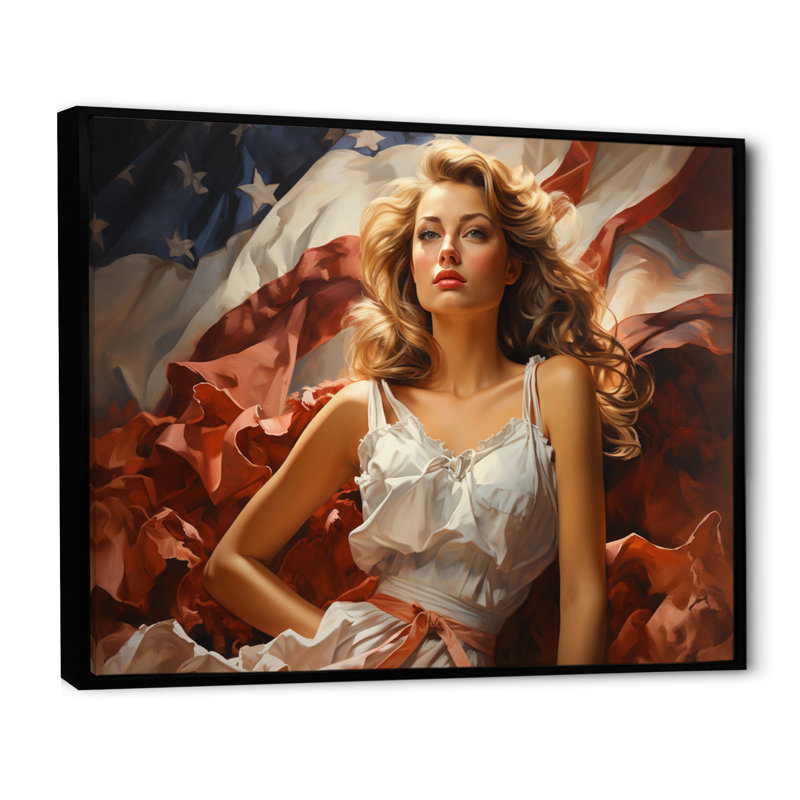 Fashion 1940S Victorys Portrait V - Print, Cadre flottant noir, H 30 po x l 40 po x P 1,5 po